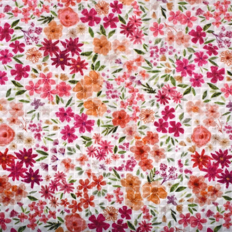 Printed Honeycomb ROMANE2 White / Pink